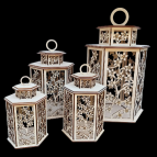 Drevený lampáš - Kvety