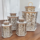 Drevený lampáš - Kvety