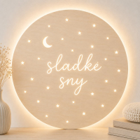Drevená LED lampa na stenu - Vlastný text