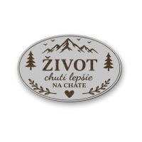 Drevená uvítacia tabuľka na chatu - Vitajte v našom útočisku - oválna dekorácia