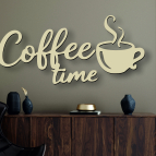 Drevený nápis na stenu – Coffee time