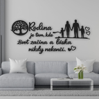 Drevený citát na stenu – Rodina je tam, kde život začína a láska nikdy nekončí