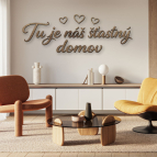 Drevený citát na stenu – Tu je náš šťastný domov
