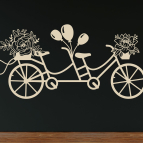 Drevený svadobný obraz – Zamilovaný bicykel s kvetmi