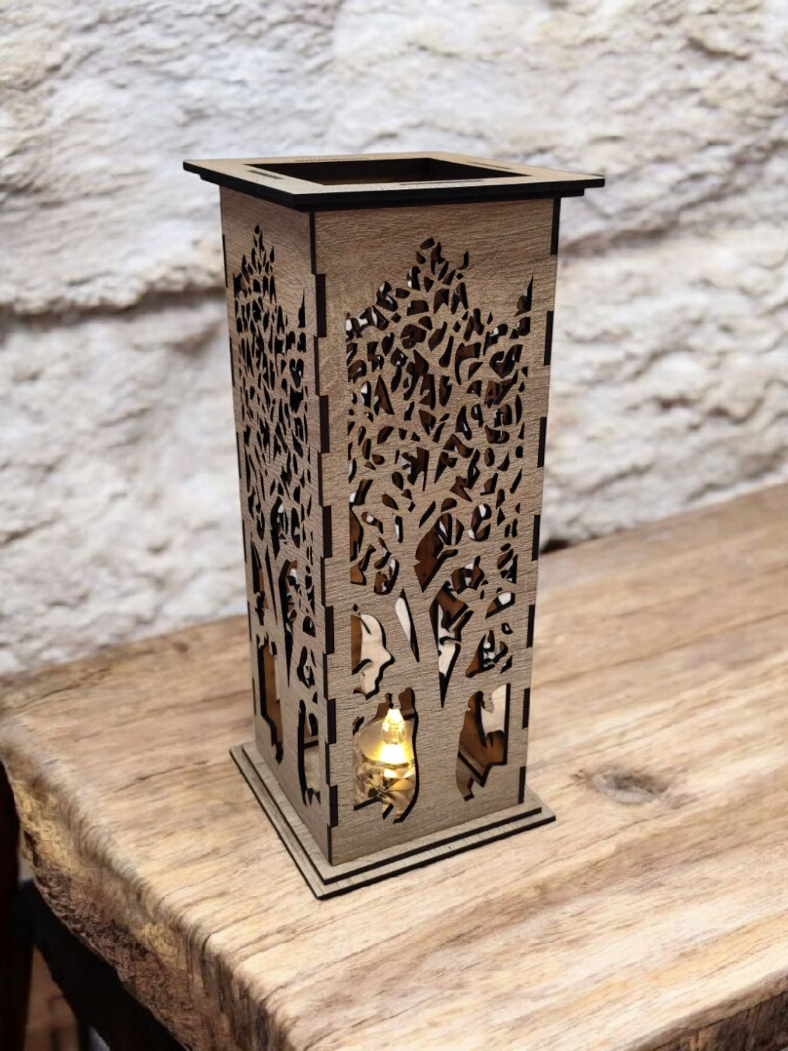 Vysoký drevený svietnik - Koruna stromu