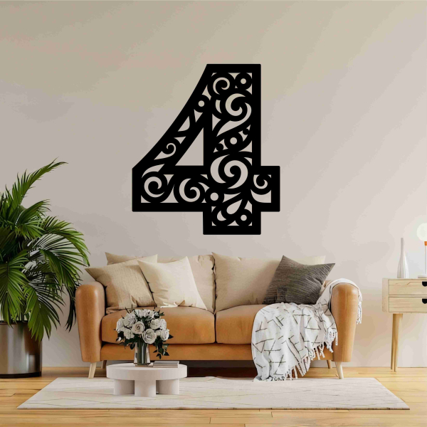 Drevené číslo na stenu - 4