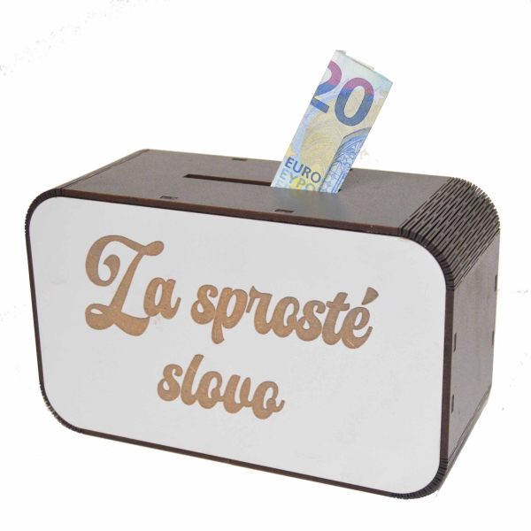 Drevená pokladnička s nápisom - Za sprosté slovo