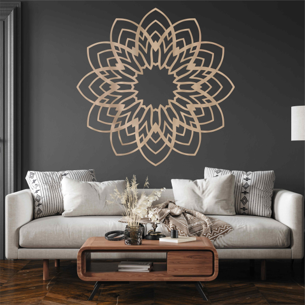 Drevená mandala na stenu - Kvet
