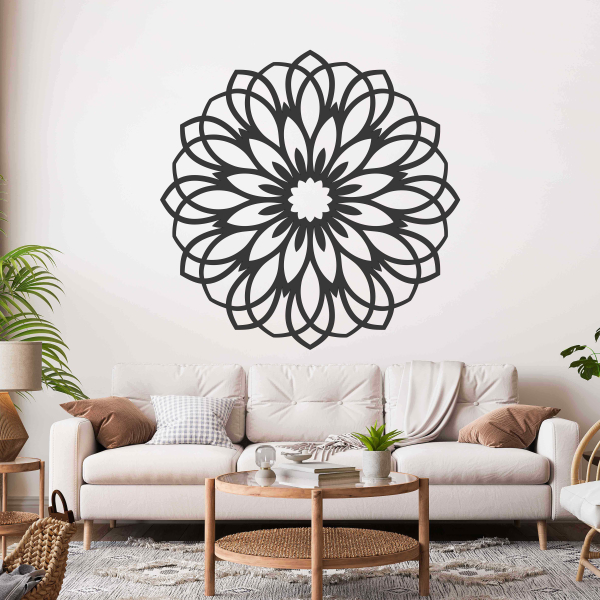 Drevená mandala na stenu - Kvetina