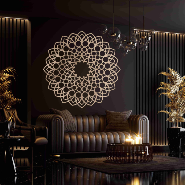 Drevená mandala na stenu - Kvetina