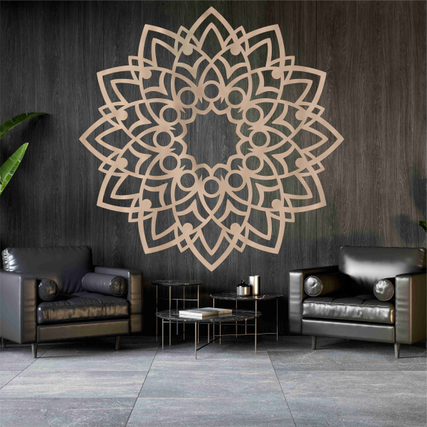 Drevená mandala na stenu - Lotus