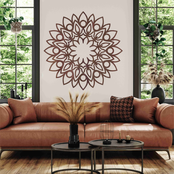 Drevená mandala na stenu - Slnečná