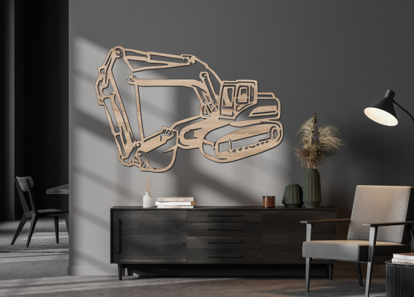 Drevený obraz na stenu – Moderný bager
