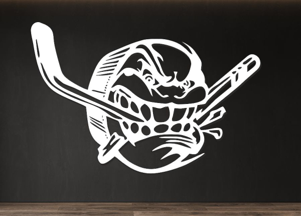 Drevený obraz na stenu – Puk s hokejkou