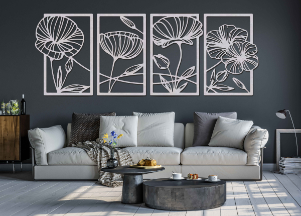 Trojdielny obraz na stenu – Kvetinová harmónia
