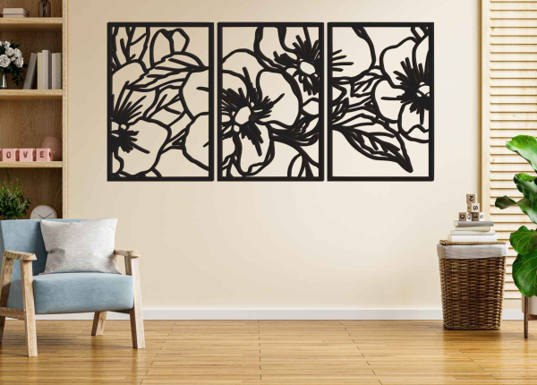 Trojdielny obraz na stenu – Nádhera kvetov
