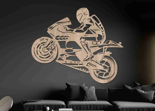 Drevený obraz na stenu - Motorkár