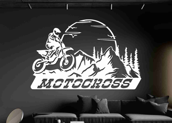 Drevený obraz na stenu - MOTOCROSS