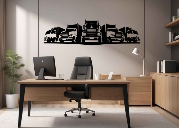 Drevený obraz na stenu – Nákladné autá