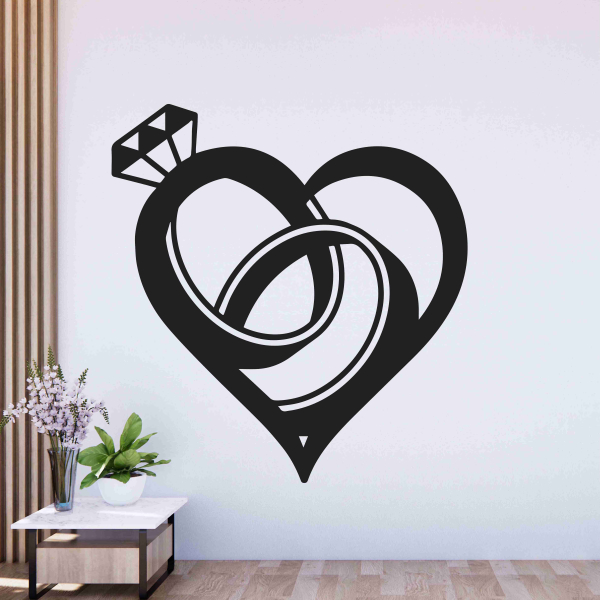 Svadobný obraz na stenu s obrúčkami