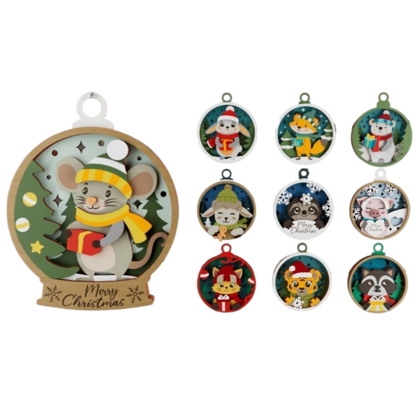 Drevené vianočné ozdoby na vymaľovanie – Veselé zvieratká