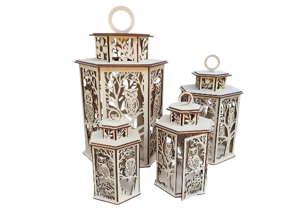 Drevený lampáš - Sova