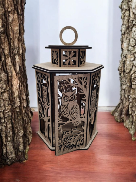 Drevená lucerna - Sova