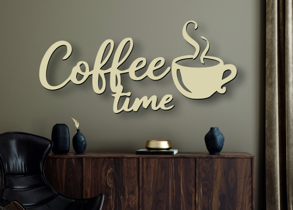 Drevený nápis na stenu – Coffee time