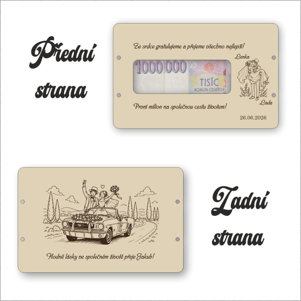 Svatební obálka na peníze - Na první milion